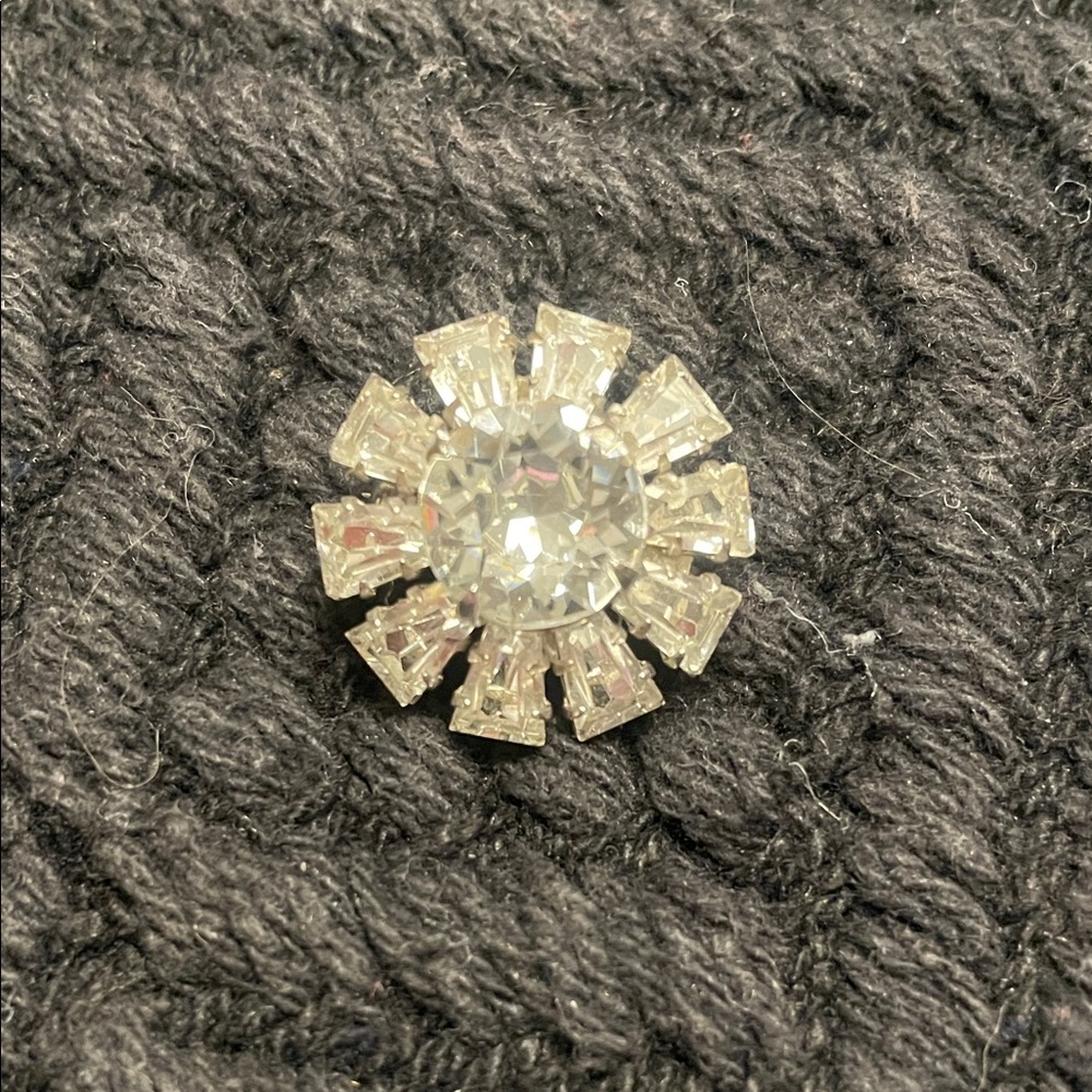 Elegant Vintage Silver Crystal Brooch